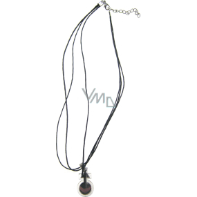 Čierny kožený náhrdelník so strieborným príveskom 45 cm