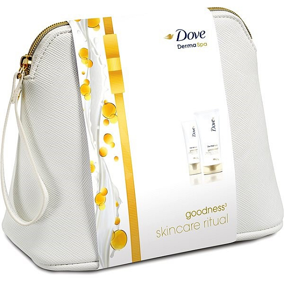 Dove Derma Spa Goodness3 krém na ruky 75 ml + Derma Spa Goodness3 telové mlieko 200 ml + kozmetická taška, kozmetická sada