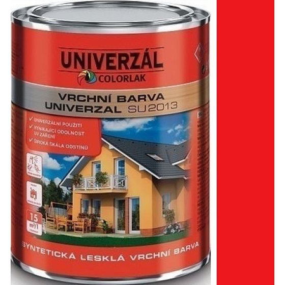 Colorlak Univerzal SU2013 syntetická lesklá vrchná farba Červená ohnivá 0,35 l