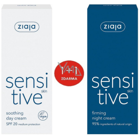 Ziaja Sensitive Skin upokojujúci denný krém redukujúci podráždenie 50 ml + Sensitive Skin spevňujúci nočný krém redukujúci podráždenie 50 ml, duopack