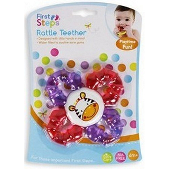 First Steps Rattle Teether hryzátko s hrkálkou Zebra