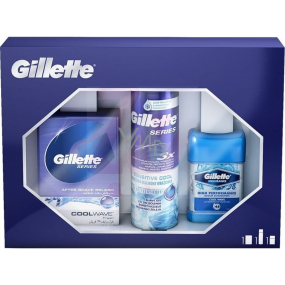 Gillette Series Cool Wave Fresh voda po holení 100 ml + Endurance Cool Wave antiperspirant dezodorant gél 70 ml + Series 3 x Action Sensitive Cool gél na holenie 200 ml, kozmetická sada pre mužov
