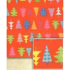 Nekupto Darčekový baliaci papier 70 x 500 cm Vianočný Červený, farebné stromčeky