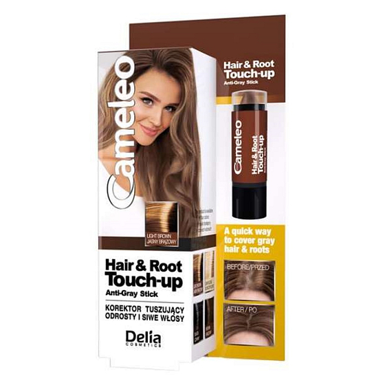 Delia Cosmetics Cameley Hair & Root Korektor zakrýva korene a sivé vlasy Light Brown 4,6 g