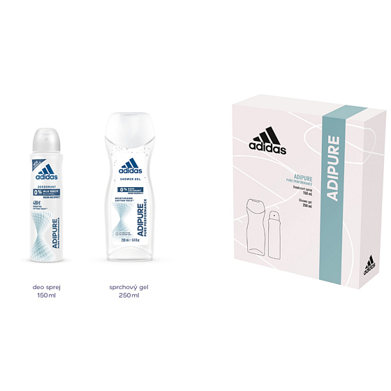 Adidas adiPURE dezodorant sprej 150 ml + sprchový gél 250 ml, kozmetická súprava pre ženy