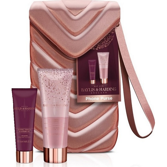 Baylis & Harding Brusnicové Martini krém na ruky 50 ml + lesk na pery + taštička, kozmetická sada