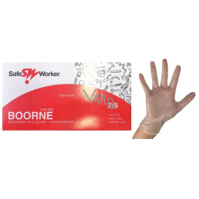 Safe Worker Boorne Rukavice vyšetrovacie, vinyl, nepúdrované, nesterilné, veľkosť S, box 100 kusov