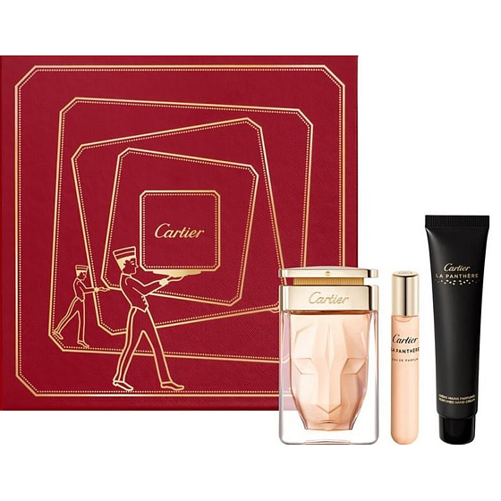Cartier La Panthere parfumovaná voda pre ženy 75 ml + parfumovaná voda pre ženy miniatúra 15 ml + krém na ruky 40 ml, darčeková sada pre ženy
