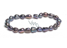 Perla čierna náramok elastický prírodný, 7 - 8 mm / 16 - 17 cm, symbol ženskosti, prináša obdiv