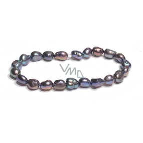 Perla čierna náramok elastický prírodný, 7 - 8 mm / 16 - 17 cm, symbol ženskosti, prináša obdiv