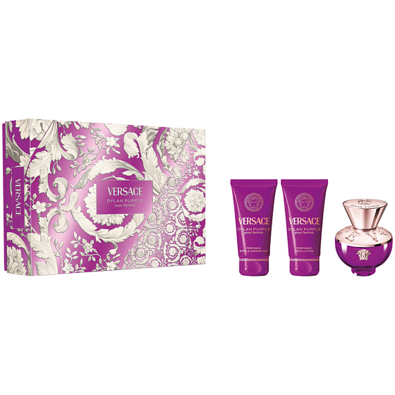 Versace Dylan Purple Pour Femme parfémovaná voda 50 ml + tělové mléko 50 ml + sprchový gel 50 ml, dárková sada pro ženy
