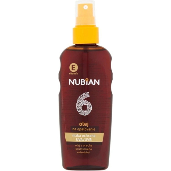 NUBIAN Olej na opalovanie SPF 6 s betakaroténom v spreji, 200 ml