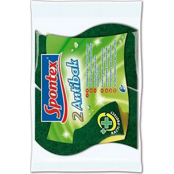 Spontex 2 Antibak antibakteriálne hubka na riad 2 kusy s ochranou nechtov
