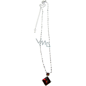 Strieborný náhrdelník s červeným kameňom 39 cm