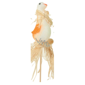 Hus s oranžovými krídelkami zdobená lykom zápich 8 cm + špajle