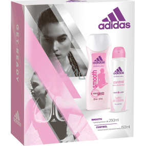 Adidas Control antiperspitant dezodorant sprej pre ženy 150 ml + Smooth sprchový gél 250 ml, kozmetická sada