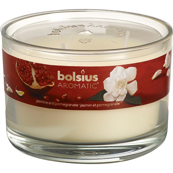 Bolsius Aromatic Jasmine & Pomegranate - Jazmín & Pomaranč 3 knôty vonná sviečka v skle 70 x 106 mm 685 g, doba horenia 83 hodín