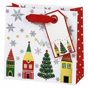 BSB Luxusná darčeková papierová taška 23 x 19 x 9 cm Vianočný Vianočný dediny VDT 413 - CD