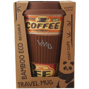 Cozy Time Bamboo Eco Retro Signs bambusový ekologický termohrnček + silikónové viečko Coffee 450 ml