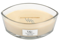 Woodwick Vanilla Bean - Vanilkový struk vonná sviečka s dreveným širokým knôtom a viečkom sklo loď 453 g