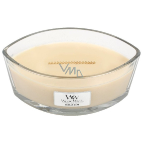 Woodwick Vanilla Bean - Vanilkový struk vonná sviečka s dreveným širokým knôtom a viečkom sklo loď 453 g