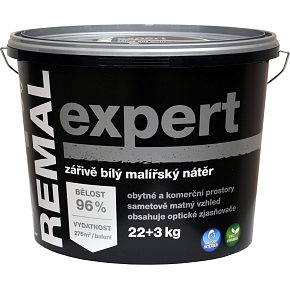 REMAL Expert žiarivo biela maliarska farba na stenu, 22+3 kg