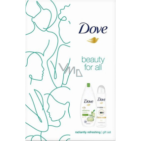 Dove Beauty for All Refreshing vyživujúci sprchový gél 250 ml + Invisible Dry antiperspirant dezodorant sprej 150 ml, kozmetická sada pre ženy