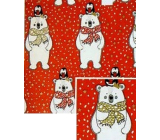 Nekupto Vianočný baliaci papier 70 x 1000 cm Červený, ľadový medveď, tučniak
