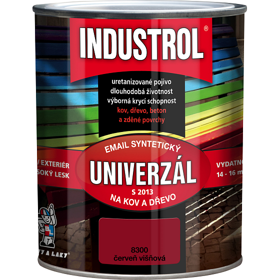 Industrol S2013 univerzál lesk vrchná farba na kov a drevo, 8300 červeň višňová, 600 ml