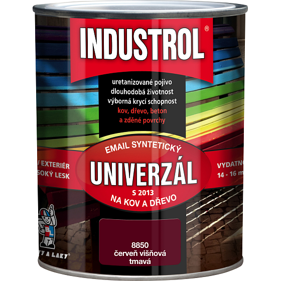 Industrol S2013 univerzál lesk vrchná farba na kov a drevo, 8850 tmavá červeň višňová, 750 ml