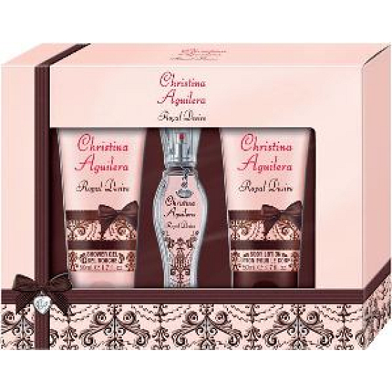 Christina Aguilera Royal Desire toaletná voda pre ženy 15 ml + sprchový gél 50 ml + telové mlieko 50 ml, darčeková sada