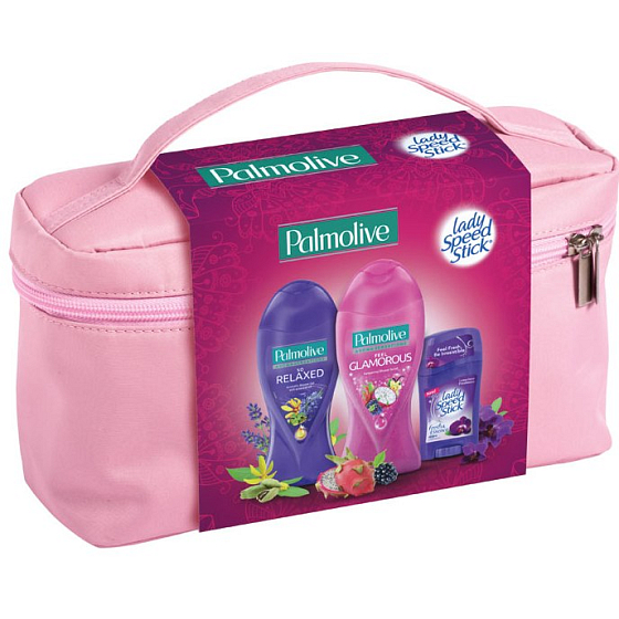 Palmolive Pocit okúzlenie Aróma Sensations So Relaxed 250 ml + Aróma Sensations Feel Glamorous 250 ml + Lady Speed Stick Black Orchid antiperspirant stick 45 g + kozmetická taštička, kozmetická sada