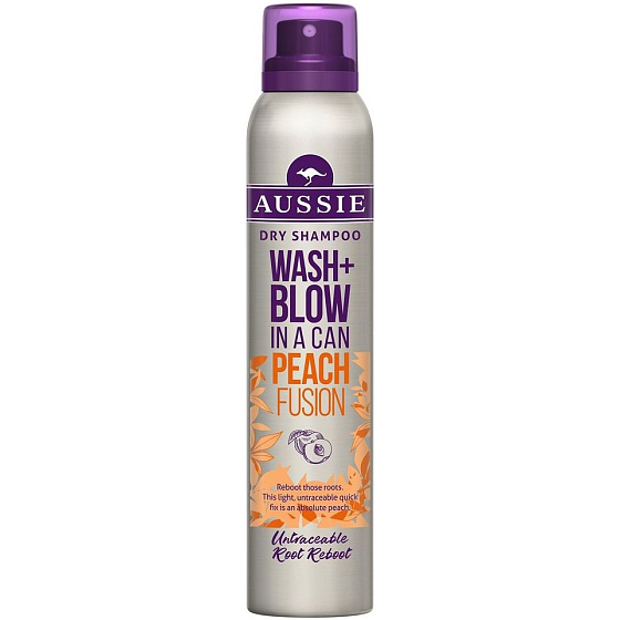 Aussie Wash + Blow Peach Fusion suchý šampón na vlasy 180 ml