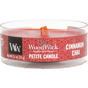 Woodwick Cinnamon Chai - Škorica a vanilka vonná sviečka s dreveným knôtom petite 31 g