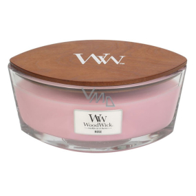 Woodwick Rose - Ruža vonná sviečka s dreveným širokým knôtom a viečkom sklo loď 453 g