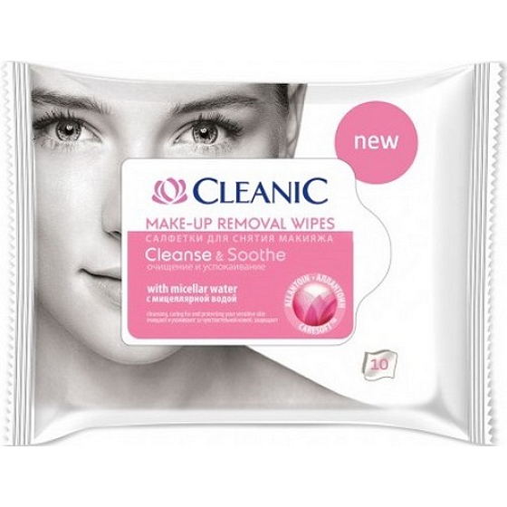 Cleanic Cleanse & Soothe odličovacie obrúsky pre citlivú pokožku 10 kusov