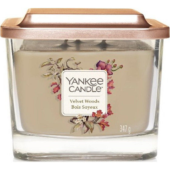 Yankee Candle Velvet Woods - Zamatové drevo sójová vonná sviečka Elevation strednej sklo 3 knôty 347 g