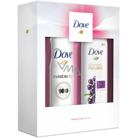 Dove Acai olej sprchová pena pre ženy 200 ml + Invisible Dry Clean Touch antiperspirant dezodorant sprej pre ženy 150 ml, kozmetická sada