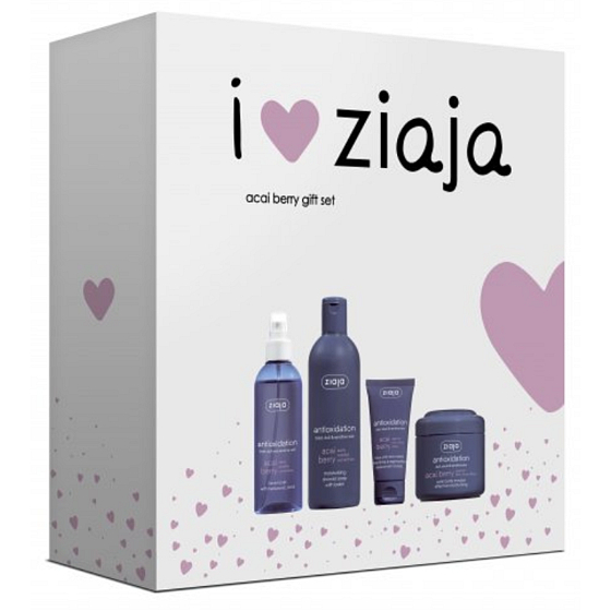 Ziaja Acai Berry pleťový krém na tvár a krk regeneračné 50 ml + pleťový tonik s kyselinou hyalurónovou 200 ml + sprchové mydlo s balzamom hydratačné 300 ml + telová pena hydratačné 200 ml, kozmetická sada