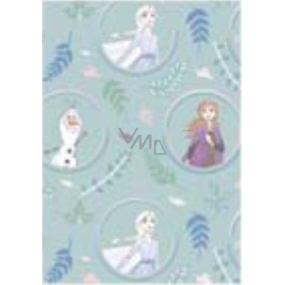 Ditipo Darčekový baliaci papier 70 x 200 cm Vianočný Disney Anna, Elsa a Olaf v kolieskach svetlozelený