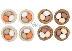 Plastové vajíčka v hniezde 5,5 cm 4 kusy rôznych farieb