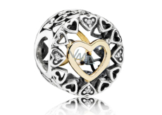Striebro 925 Milujúci kruh srdca lásky korálek na náramok