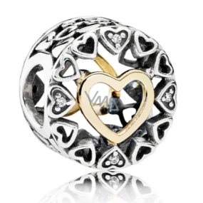 Striebro 925 Milujúci kruh srdca lásky korálek na náramok