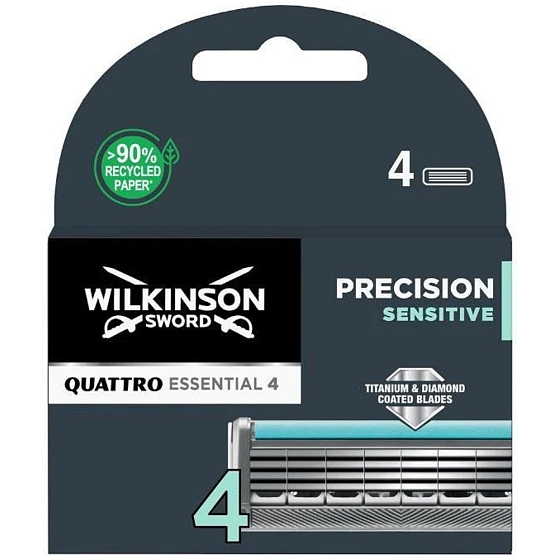 Wilkinson Sword Quattro Titanium Sensitive náhradné hlavice 4 kusy