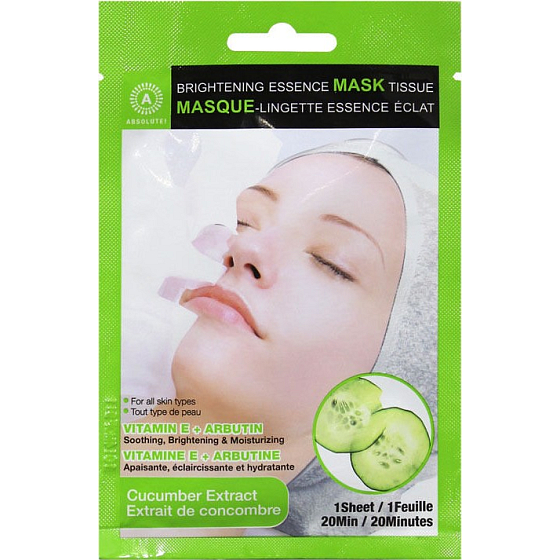 Absolute New York Brightening Essence Tissue Cucumber Extract pleťová a obrúsok 1 kus
