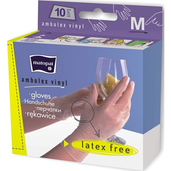 Matopat Ambulex Rukavice Vinyl jednorazové púdrované veľkosť M box 10 kusov