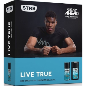 Str8 Live True dezodorant sprej pre mužov 150 ml + sprchový gél 250 ml, kozmetická sada