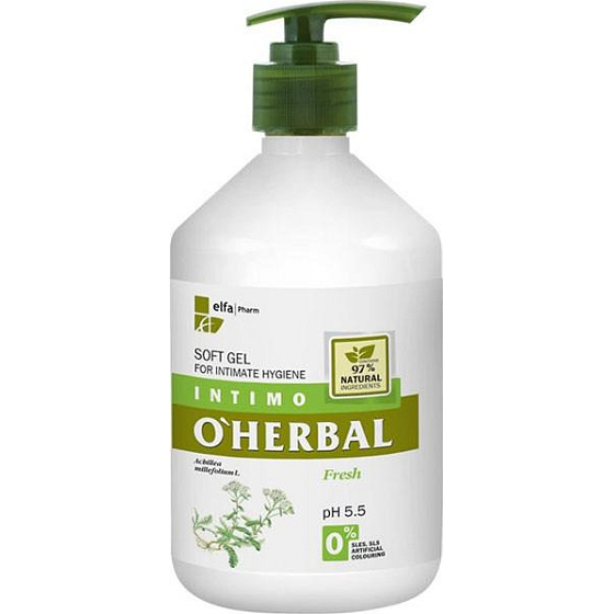 O Herbal Fresh Rebríček obyčajný jemný gél na intímnu hygienu 500 ml
