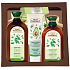 Green Pharmacy Žihľava a Olej z koreňov lopúcha šampón pre normálne vlasy 350 ml pre ženy + kondicionér na vlasy 300 ml + Aloe a avokádový olej hydratačný krém na ruky a nechty 100 ml + balzam na pery 3,6 g, kozmetická sada
