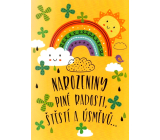 Albi Hrací přání do obálky K narozeninám Duha se čtyřlístky Get Lucky 14,8 x 21 cm